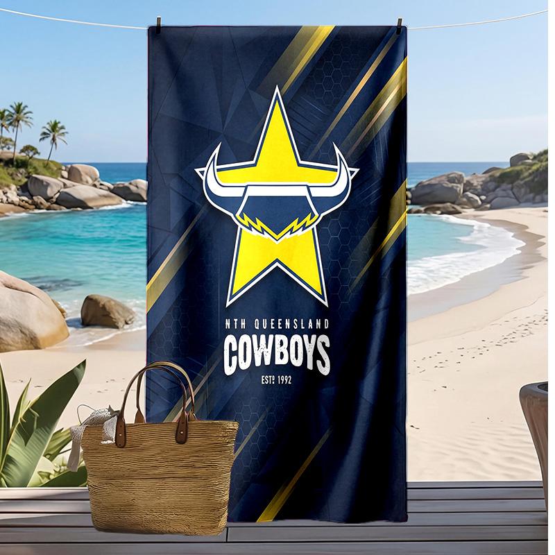 North Queensland Cowboys Print Beach Towel Soft Portable Quick?dry Towel For Pool Summer Vacation Outdoor Sport