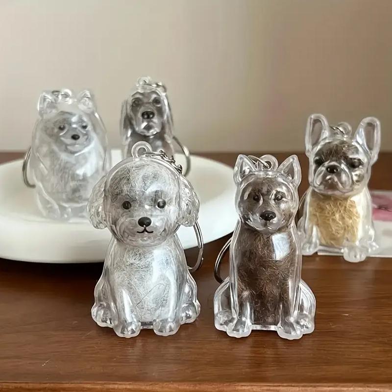 1PC Transparent Design DIY Widgets Pet Display Keychains Gifts For Dog Lovers Pet Hair Storage Cute Bag Pendants Funny 8 Styles