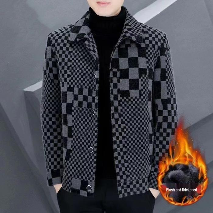 2025 Men's Wool Blend Lapel Coat: Versatile Thickened Autumn/Winter Jacket