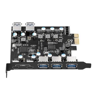7 Ports PCI-E To USB 3.0 Pansion Card 5 USB A 2 USB C Port  PCI for Press Adapter Card for Desktop USB Dev