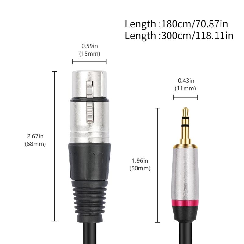 Professional Stereo Microphones Cable, 1/8inch 3.5mm Male To 3Pin XLRs Female Connectors for Music Interfaces