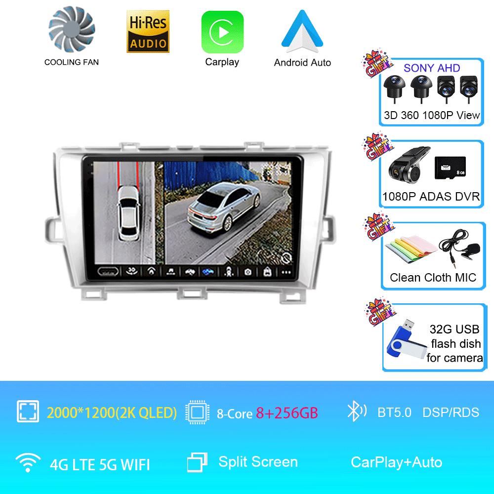 Car Radio Android 14 For Toyota Prius XW30 30 2009-2015 LHD Multimedia Video Player Navigation Stereo GPS 360 Camera No 2 Din 9”