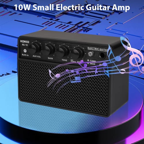 KOKKO 10W Mini Guitar Amplifier, Compact Electric Guitar Amplifier with Mini Portable Guitar Practice Speaker for Everyday Practice and Street Perform