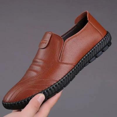 Chaussures d'extérieur en cuir pour hommes, chaussures d'affaires décontractées, Oxfords rétro de qualité, peau douce, confortables à enfiler, chaussures plates pour homme