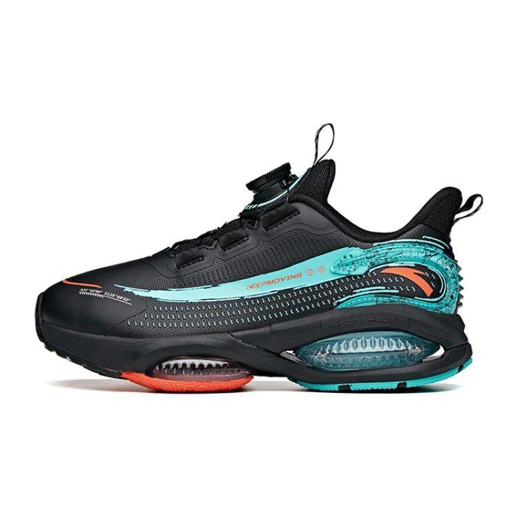 

Anta UFO 3.0 Leather Air Cushion Shock Absorption Non-Slip Wear-Resistant Low-Top Running Shoes Kids sneaker Black Green 312135588NA-9 35