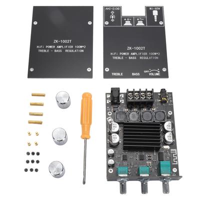 Placa amplificadora 2x100W HIFI com controle de graves agudos TPA3116D2 DC12‑24V BT AUX entradas 2.0 canais