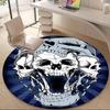 1PC Skull Office Round Area Rug, Mat Suitable For Office, Under Office Chairs Bedroom Living Room Home Decor, Room Deco