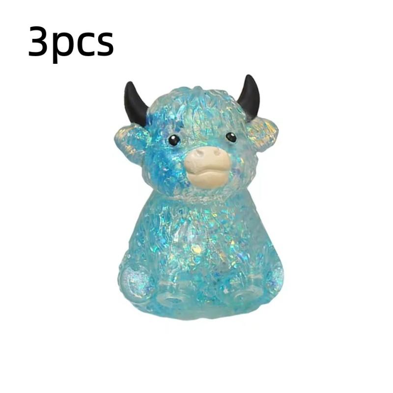 3Pcs Cute Cow Maltose Fidget Toy Soft Cow Small Cute Animal Anti Stress Decompressions Vent Squeeze Toys For Adults Kids