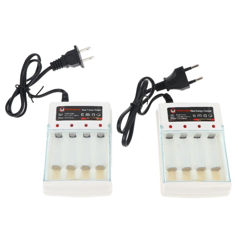 4 Slot AA AAA 1.2V Battery Charger with Independent Charging EU US Plug for Household Electronics and Travel Convenience