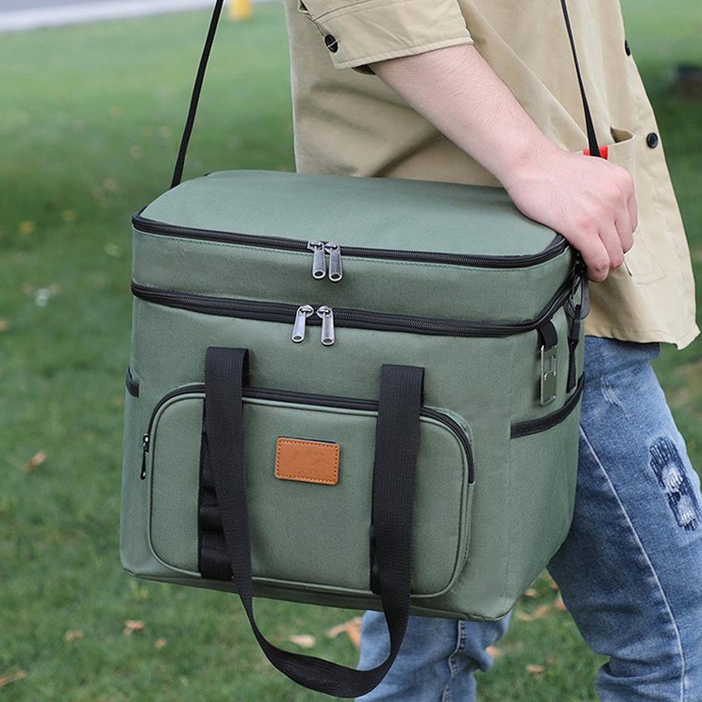 Premium Thermal Lunch Bag For Family Outings Leakproof Double Insulation Adjustable Shoulder Strap High Capacity Camping Picnic Bag