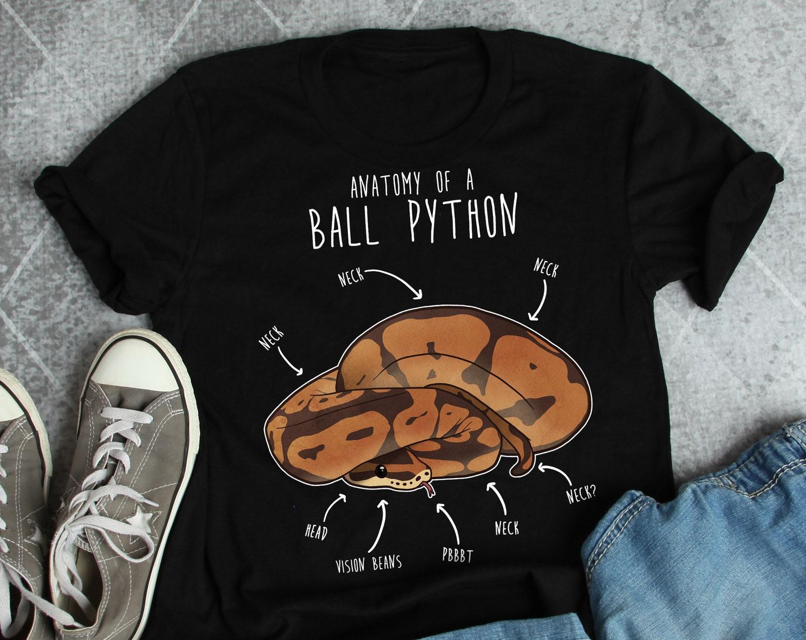 Funny Ball Python Shirt, , , Reptile Tshirt, Snake Lover Gift, Reptile T-shirt, Cute Snake Tee, Anatomy of a Python, Snake Mom, Dad 100