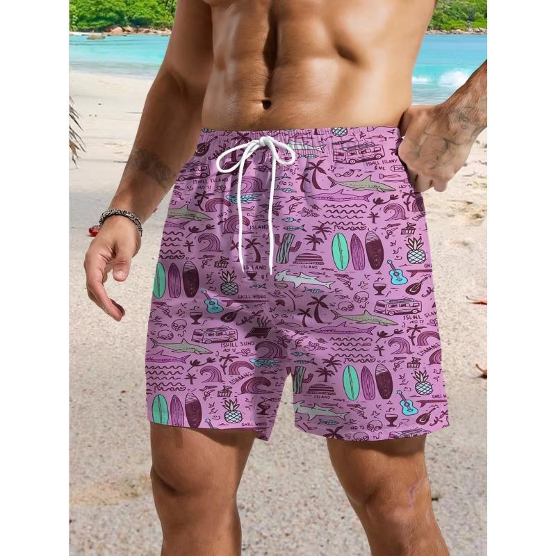 Summer Men's 3D Printed Beach Shorts Fashion Versatile Comfortable Vacation Style