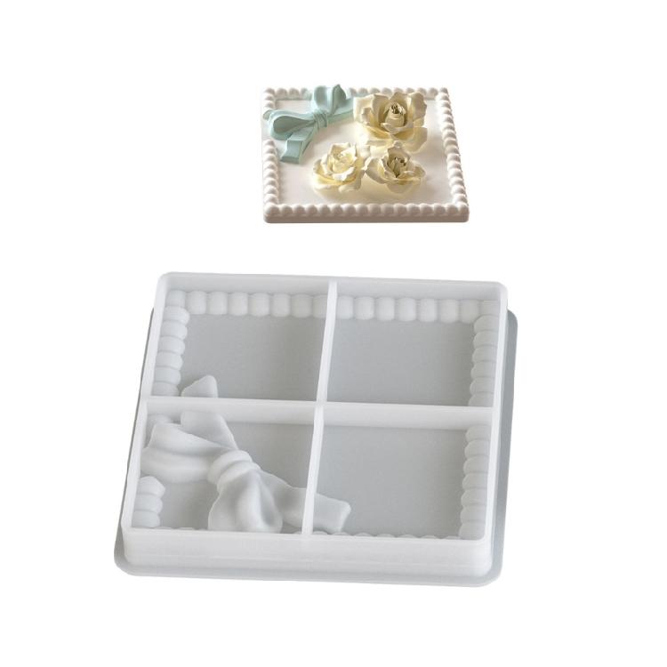Easy Cleaning Silicone Mould Round Resin Tray Mold Silicone Texture for Crafting Beautiful Square Trays and Home Decors