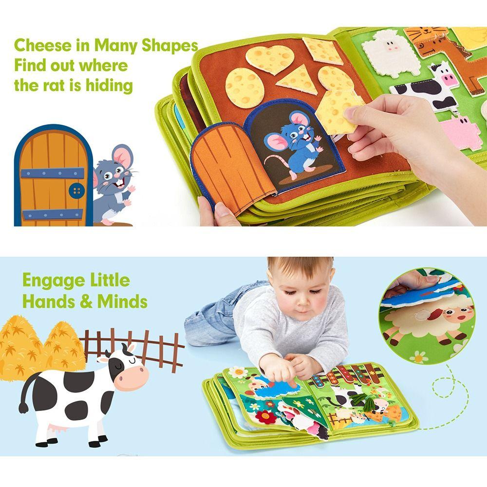 Stereoscopic 3D Quiet Activity Book Life Skills Farm Animal Story Busy Book Baby Cloth Book Girl