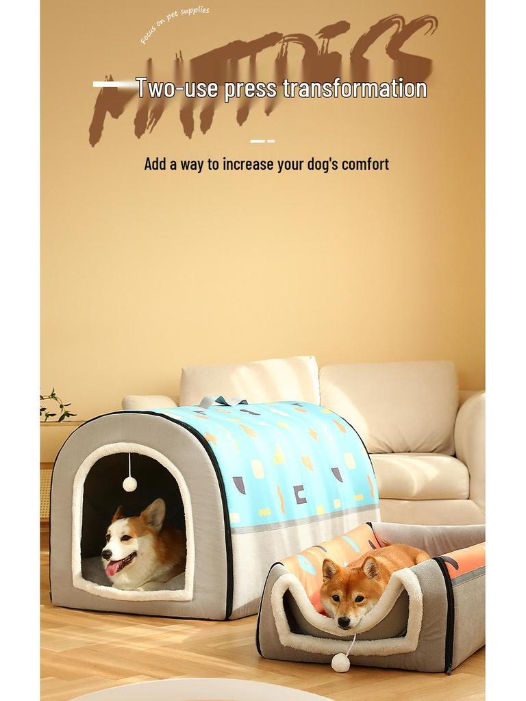 Washable Winter Warm Pet Nest: Half-Enclosed Cat & Large Dog House