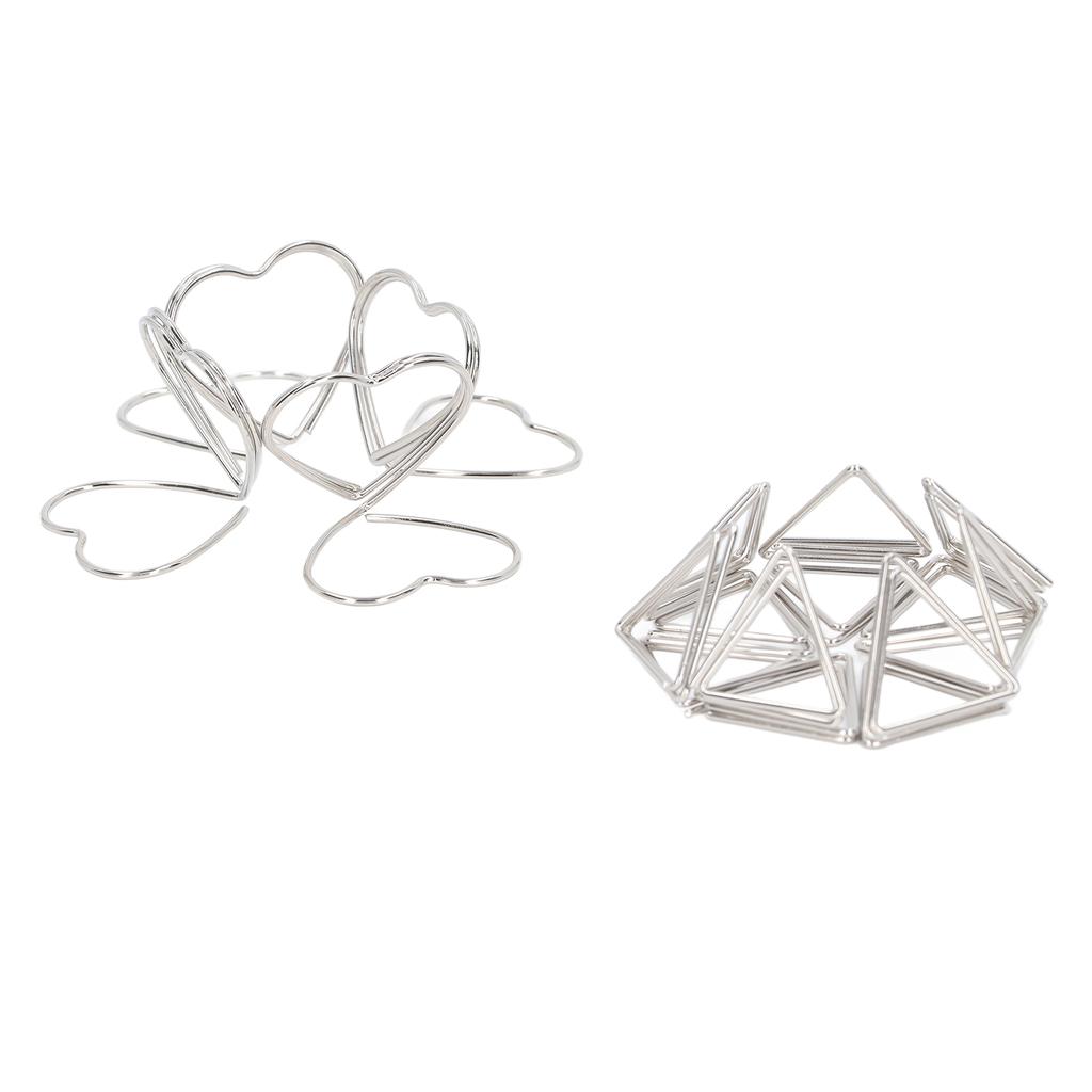 100pcs Paper Clips Set 50 Triangular 50 Love Heart Double Layer 3D Paper Clips Bookmarks for Students Teachers Coworkers