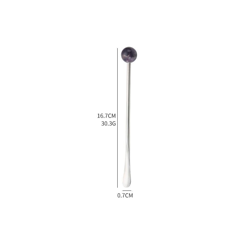 Creative Natural Stone304Stainless Steel High-Quality Spoon Round Ball Coffee Stirring Spoon Afternoon Tea Beverage Stirring Sti