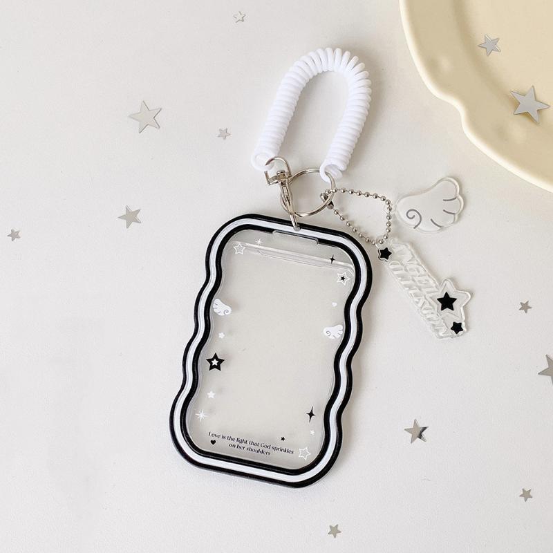 Kpop Fashion Simple Photo Card Holder Cute Idol Photo Storage Card Bag Elastic Rope Pendant Cute Charm Accessory Gift