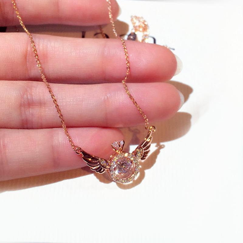 Trendy Rhinestone Wing Clavicle Necklace: Japanese Korean Style for Women