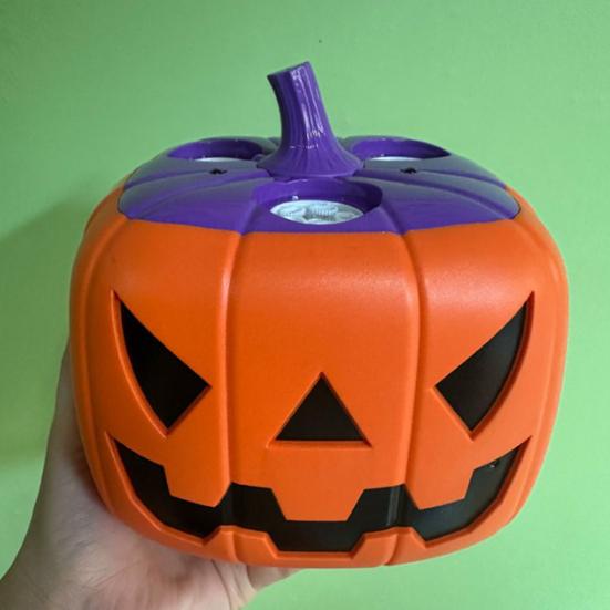 Halloween Pumpkin Bubble Machine Automatic Blower with Music & LED Lights Rechargeable Kid's Toy for Party Favors Outdoor Fun