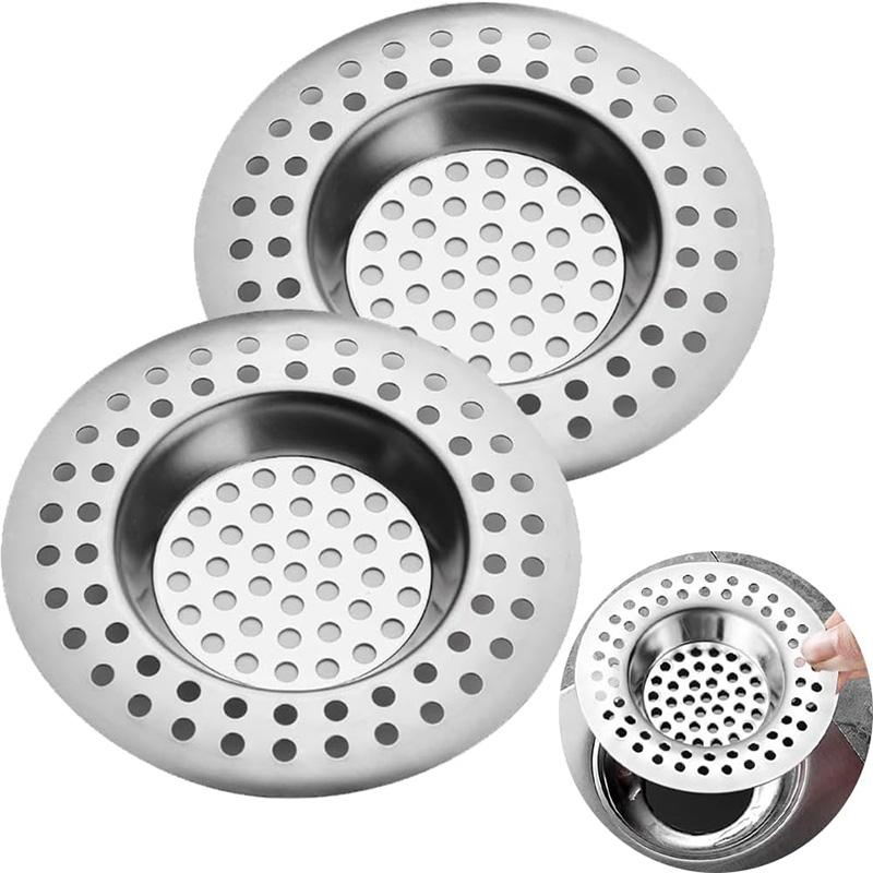 2Pcs Stainless Steel Kitchen Sink Strainer Plug Drain Hair Catcher Sink Stopper Drain Filter Standard Strainer Drain Protector
