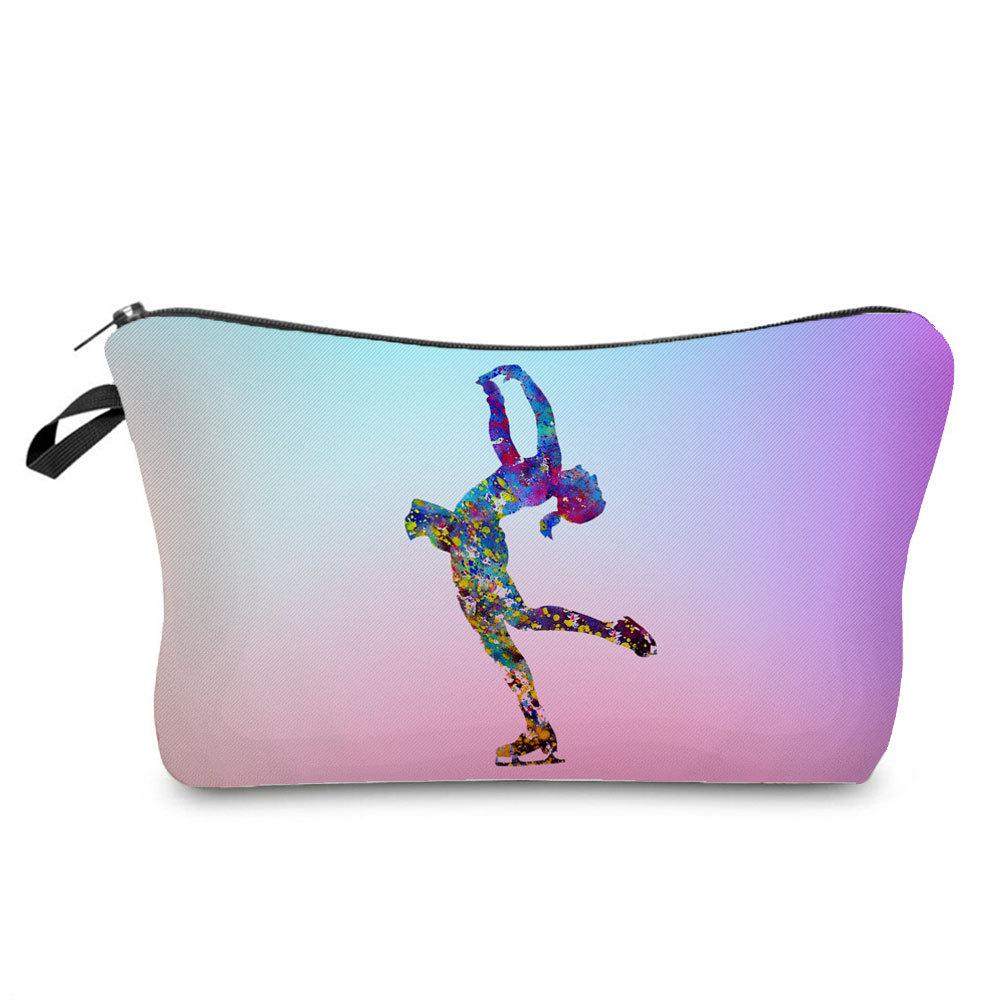 Women Gymnastics Print Cosmetic Bag Toiletries Organize Travel Storage Case KTB