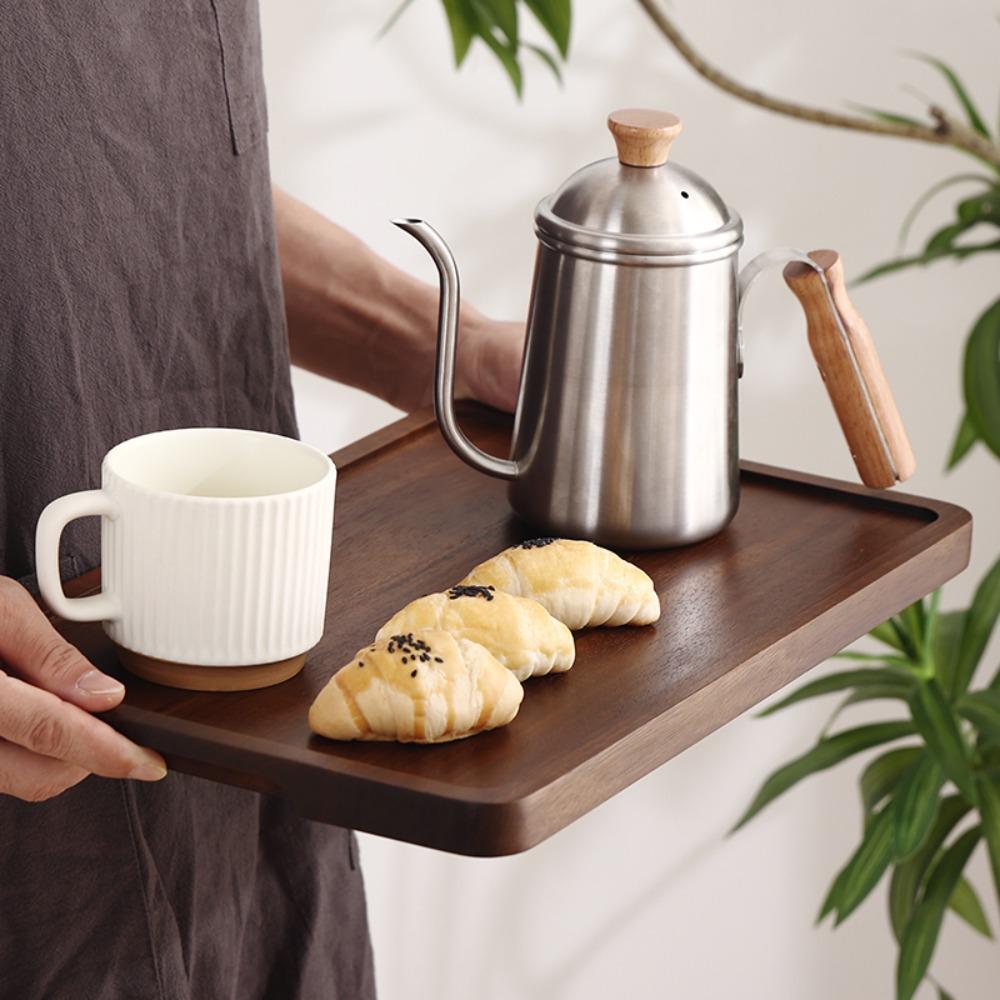 Stainless Steel Hand Brewed Coffee Pot Wood Handle Water Kettle Gooseneck Coffee Kettle Outdoor