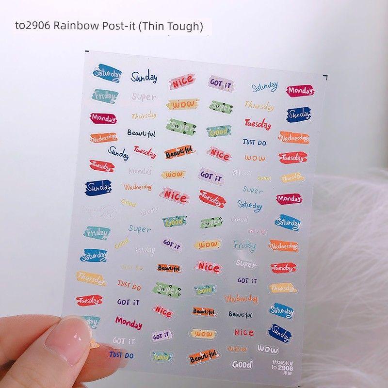 

Thin Tough English Letter No Gender Minimalist Nail Art Sticker to2906 Rainbow Post-it (Thin Tough)