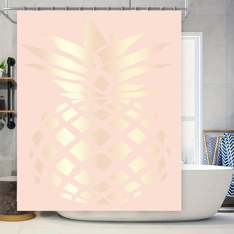 

Gold Pineapple Shower Curtain Luxurious Pink Bath Decor With Modern Design For Home Decoration Size: 69X72 Inches (Lxw) W60H190(CM)-1 Pcs