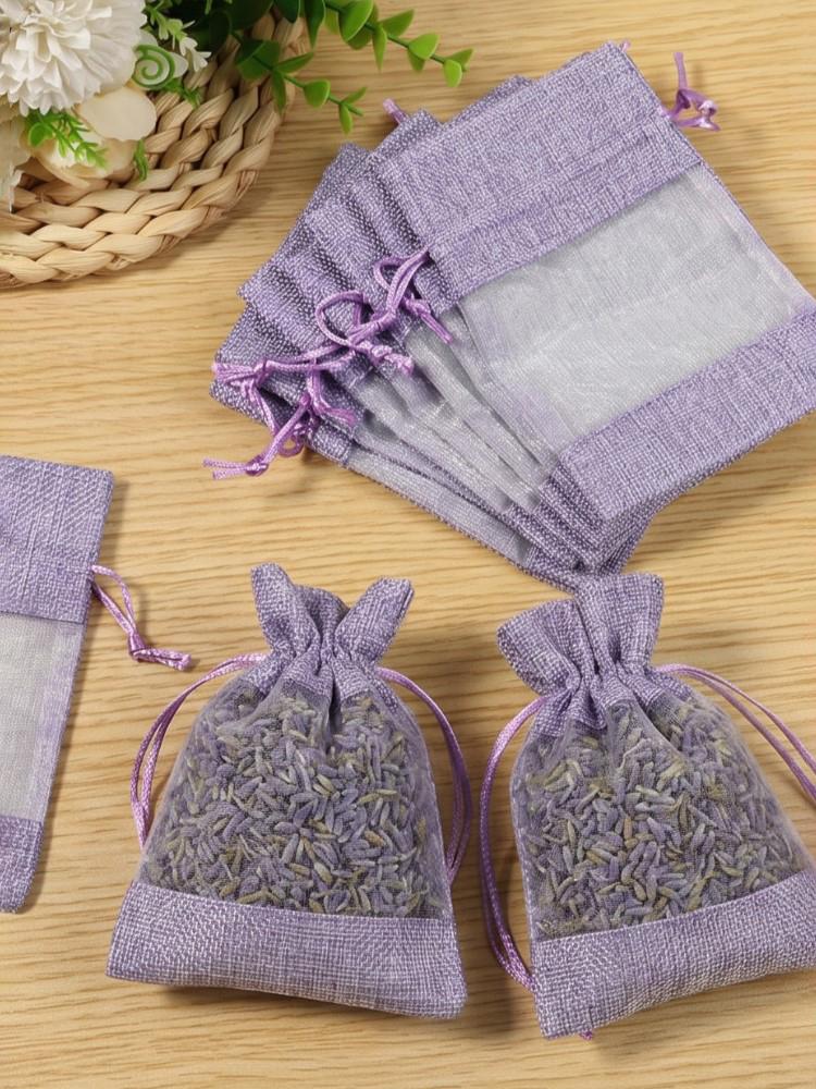 50/25 Pcs Lavender Sachet Bag Refillable Empty Sachet Breathable Drawstring Mesh Fragrance Pouches for Dry Flower Filling Spice