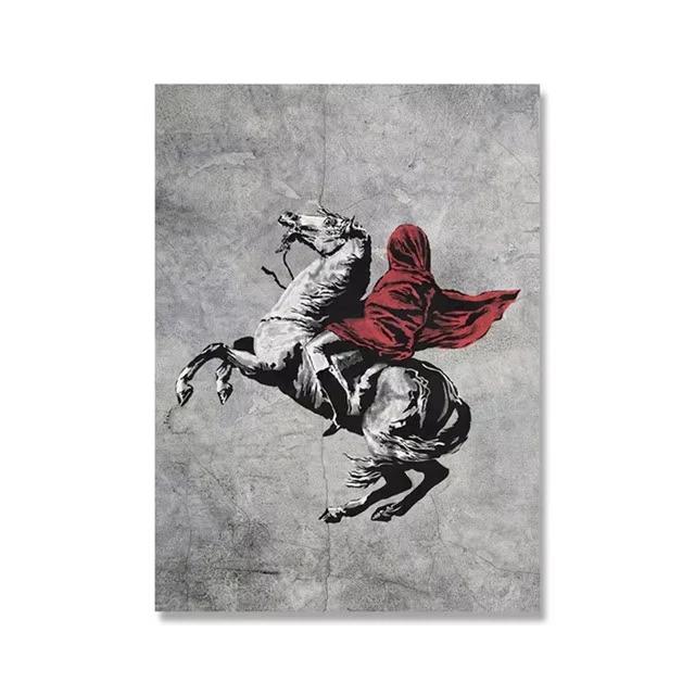 Graffiti Artwork Canvas Painting Prints Wall Art Pictures Girl with Red Balloon Black White Posters Nordic Home Decor