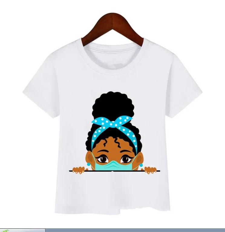 Summer Melanin Baby Girls Tshirt Cute Black Girl Magic Toddler Kids Top Tee Funny Lovely Childrens Polyester Fiber Clothing
