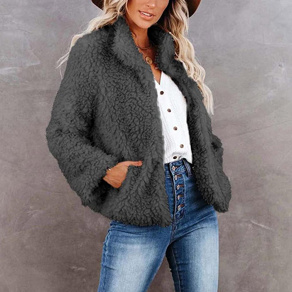 Jackets For Women Casual Fleece Fuzzy Faux Shearling Warm Winter Outwear Jackets Shaggy Coat