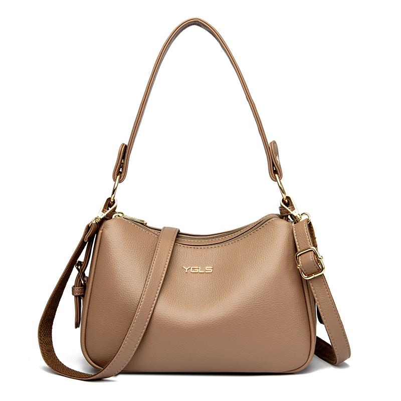 Weiche Leder-Schultertasche für Damen, große Kapazität, Umhängetasche, hochwertige einfarbige Schultertaschen, Mode-Tasche