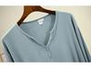 V-Neck Button-Down Long-Sleeve Modal T-Shirt - Loose Fit, Solid Color, All-Match Autumn Top