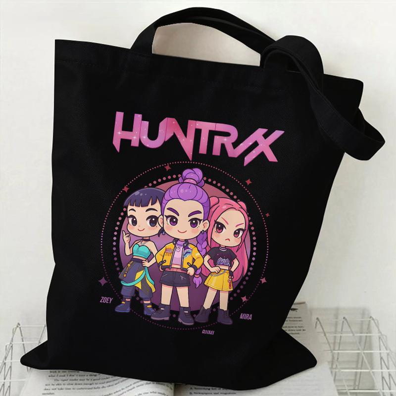 KPOP Demon Hunter Group Printed Canvas Bag Spot Women's Daily Handbag Shopping Bag KTY