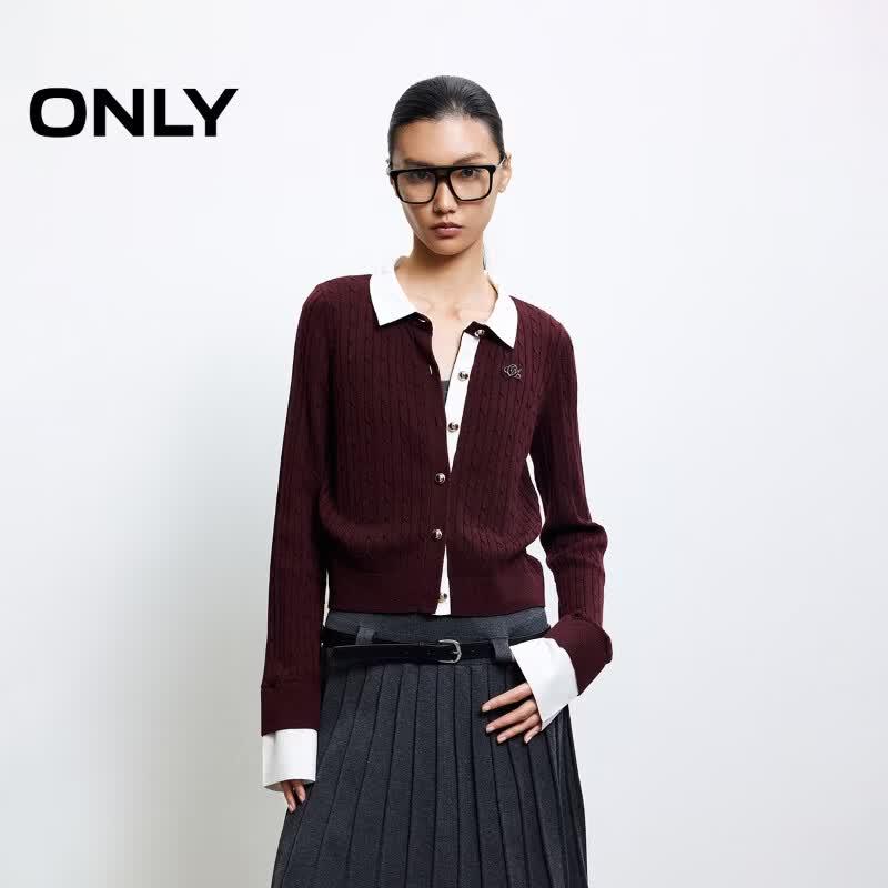 ONLY Women's Faux Two-Piece Spliced Knit Top