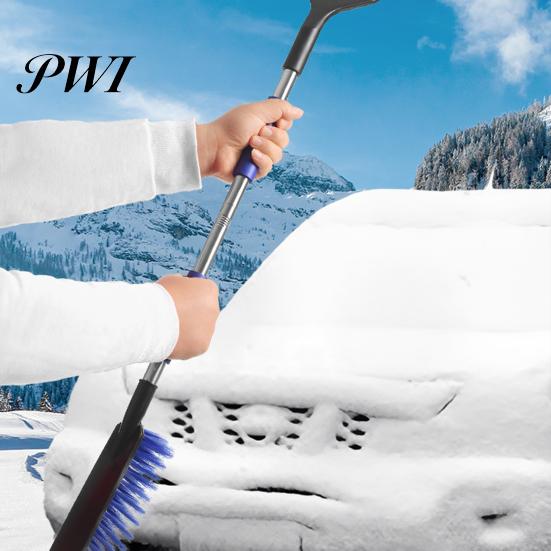 Durable Ice Scraper 2 in 1 Snow with Large Brush Head Extendable Sturdy ABS Portable Auto Shovel Soft Tips