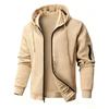 Men S Solid Color Waffle Knit Full Zip Hooded Sweatshirt Casual Jacket