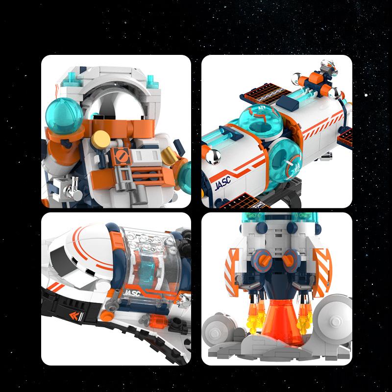 Space Tide Play Astronaut Rocket Small Particle Building Blocks Boy Puzzle Gift Chinese Toys