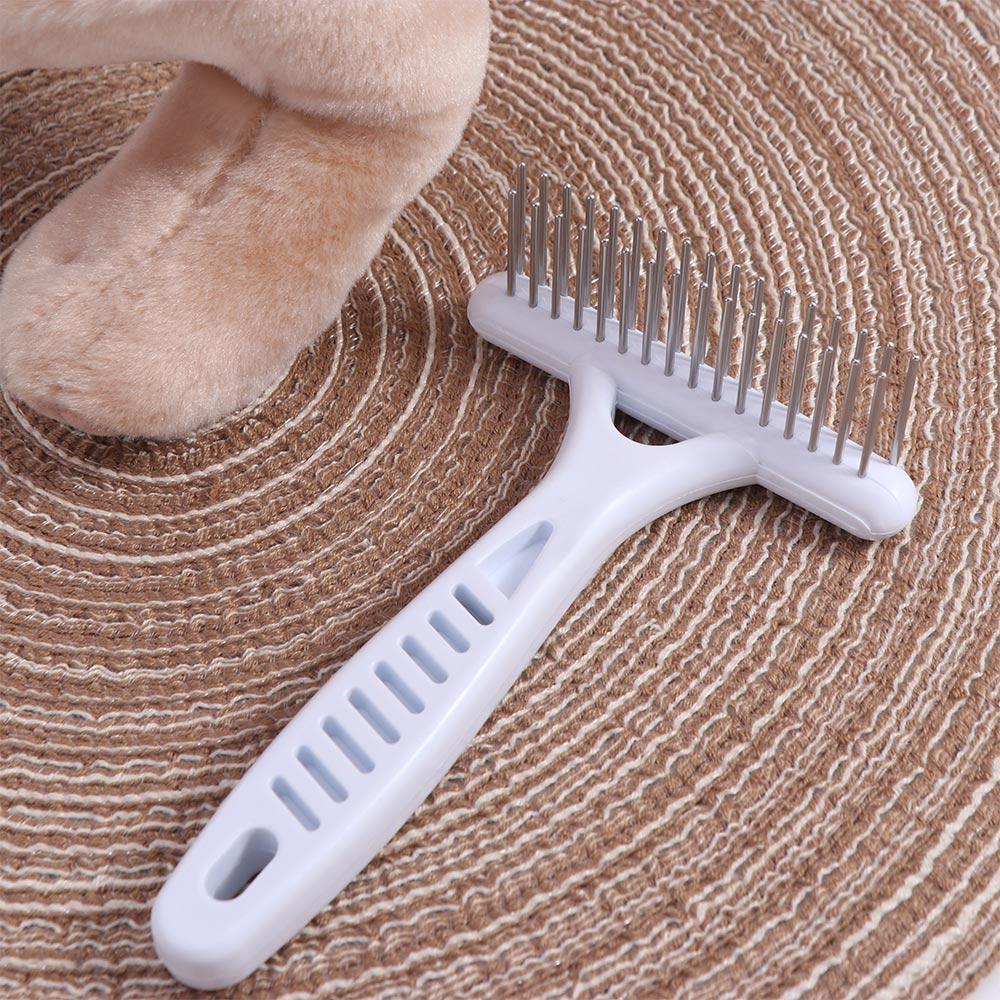 White Dog Needle Row Comb Double Row Dog Comb Brush Dog Hair Fur Shedding Remove  Cleaning