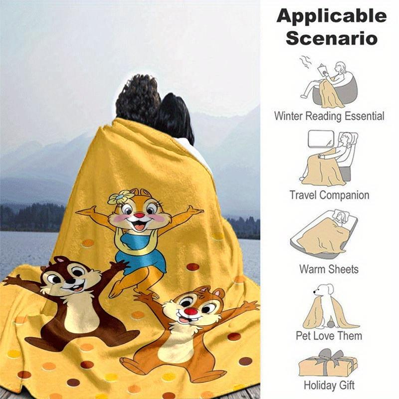 1pc Chip and Dale Printing Blanket - Soft, All-Season Throw for Living Room, Bedroom,Personalized Gift with Adorable Cartoon Design