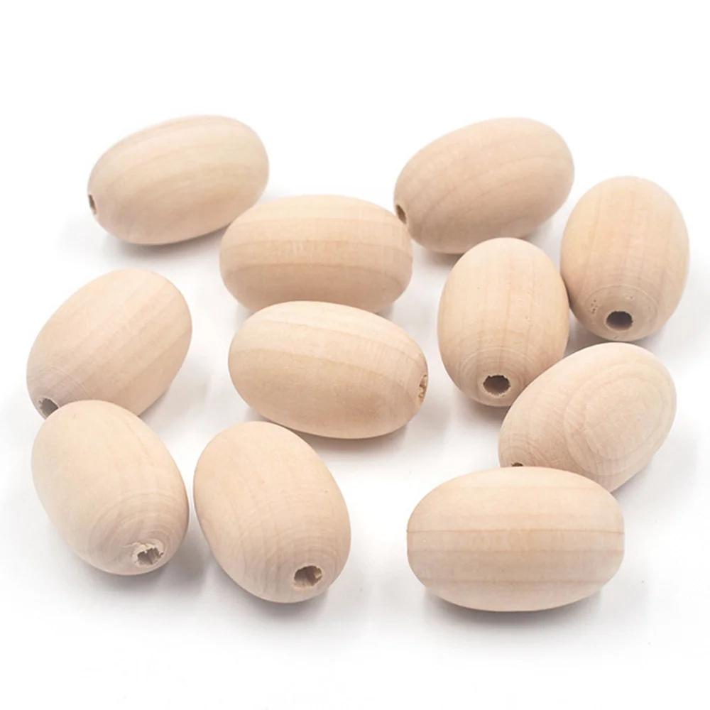20pcs Oval 30x20mm Natural Wood Loose Beads for DIY Crafts Woodcraft Jewelry Making Accessories