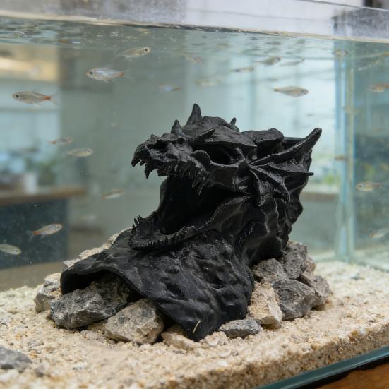 Drachen-Design Aquarium-Höhle 3D-gedruckter Fischtunnel Versteck unter Kies Tunnel mit Sichtfenster