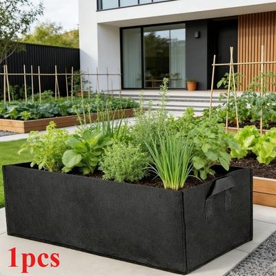 1pc 2026 New Black Large Non-Woven Fabric Tall Grow Bag, Rectangular Plant Growing Bag, Breathable Garden Bag for Fruits, Vegetables, Nurseries