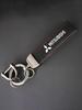 1PC Metal Suede Keychain Horseshoe Buckle Car Emblem Key Ring Pendant Fit For Mitsubishi Lancer Asx Outlander Pajero L200 Galant