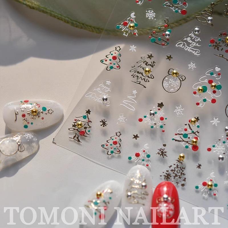 2024 Crystal Diamond Snowflake Nail Stickers - Christmas Tree & Snowman Designs