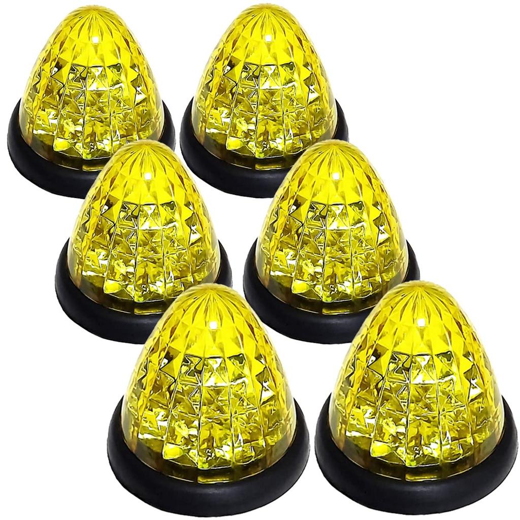 Customize Truck LED Side Marker 16 Color Set of 6 Lamps, LEDs, 24V, Lens, (Yellow)