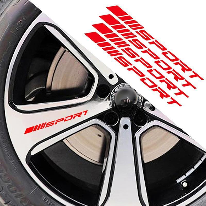 Moda 4 parça Araba Çıkartmaları Tekerlekler Jantlar Spor Yarış DIY Çizgiler Dekoratif Çıkartmalar Amblem Araba Stili Araba SUV Kamyonet Aksesuarları