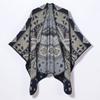 Ladies Split Jacquard Scarf Shawl Vintage Versatile Geometric Pattern Cardigan